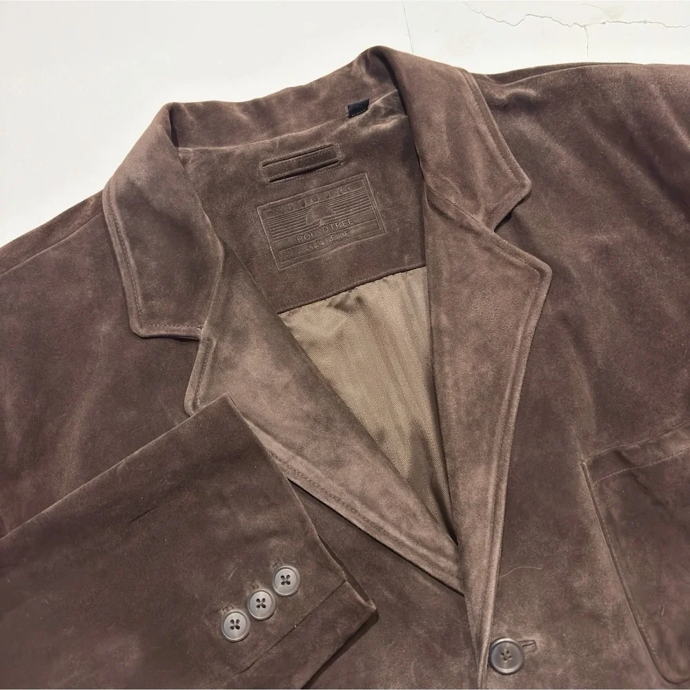 Roundtree & Yorke Mens Long Brown Suede Leather Jacket Coat Trench Size XXL City